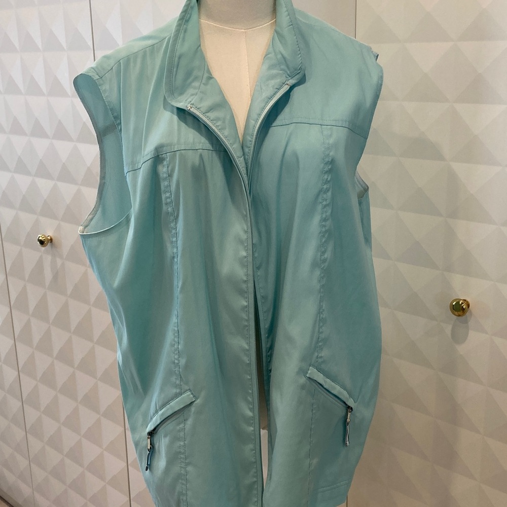 Alia Aqua Blue Mesh-Lined Garment Vest